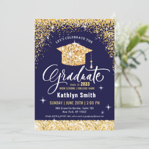 Elegant Gold Glitter Sparkling Graduation Party Invitation