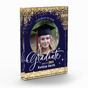 Elegant Gold Glitter Sparkling Graduation Photo Block