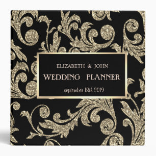 Elegant Gold Glitter Swirls 3 Ring Binder