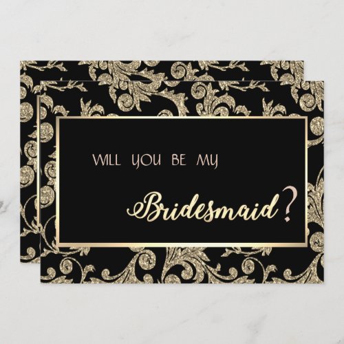 Elegant Gold Glitter Swirls Bridesmaid Card