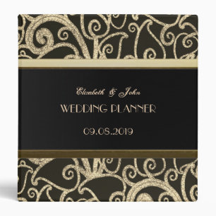 Elegant Gold Glitter Swirls-Personalized 3 Ring Binder