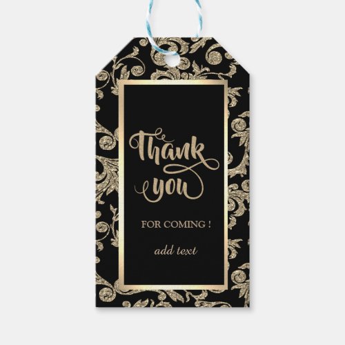 Elegant Gold Glitter Swirls  Thank You Gift Tags