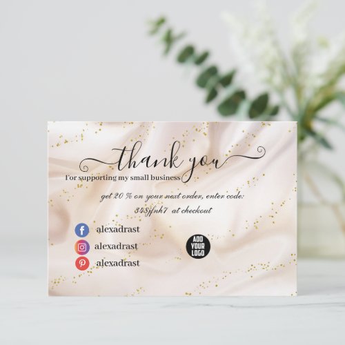 Elegant Gold Glitter Thank You Card