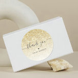 Elegant Gold Glitter Thank You Classic Round Sticker<br><div class="desc">These stickers,  featuring faux gold glitter and elegant script font text,  are the perfect way to say thank you. Great for bridal showers,  birthdays or your small business,  easily edit the customizable text using the "personalize this template".</div>