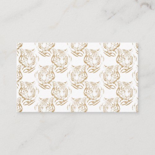 Elegant Gold Glitter Tiger Print White Design Business Card