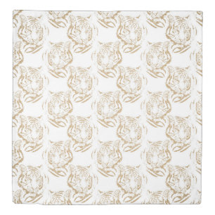 Elegant Gold Glitter Tiger Print White Design Duvet Cover