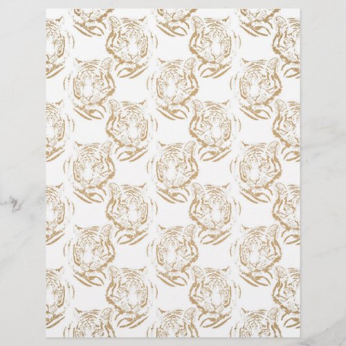 Elegant Gold Glitter Tiger Print White Design Letterhead