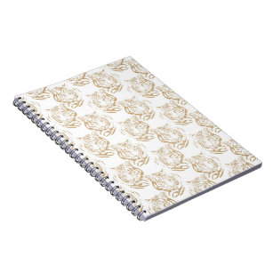 Elegant Gold Glitter Tiger Print White Design Notebook