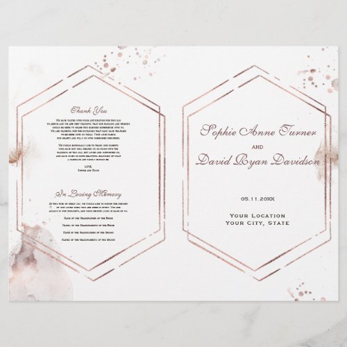 Elegant Gold Glitter Washes Frame Wedding Program Flyer