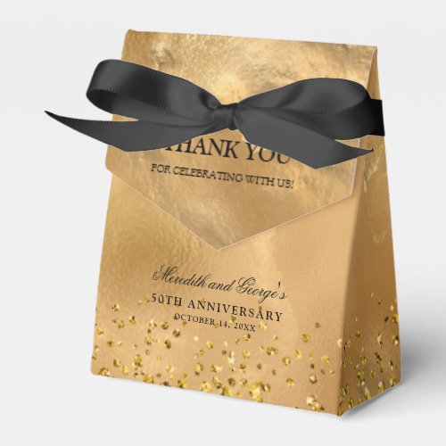 Elegant Gold Glitter Wedding Anniversary Thank You Favor Boxes