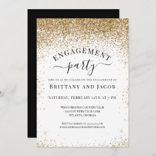 Elegant Gold Glitter Wedding Engagement Party Invitation