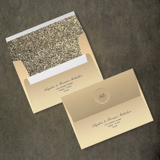 Elegant Gold Glitter Wedding  Envelope (Creator Uploaded)
