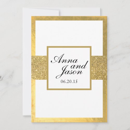 Elegant Gold Glitter Wedding Invitation 5" X 7" Invitation Card