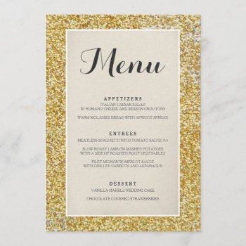 Elegant Gold Glitter Wedding Menu Card by SimplyInvite at Zazzle