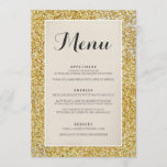 Elegant Gold Glitter Wedding Menu Card at Zazzle