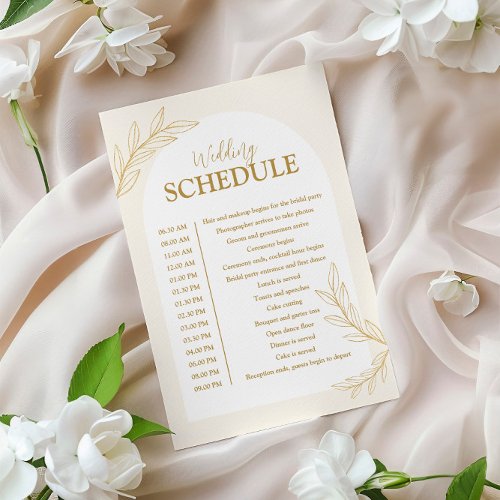 Elegant Gold Glitter Wedding Schedule Card