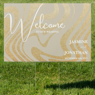 Elegant Gold Glitter Wedding Welcome Sign