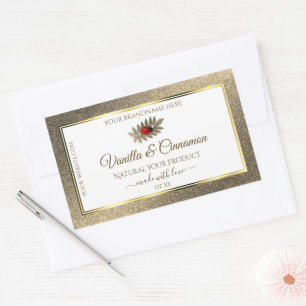 Elegant Gold Glitter White Product Labels Ladybug