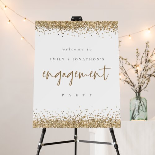 Elegant Gold Glitter White Welcome to Engagement Foam Board