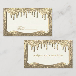 Elegant Gold Glitter with a Gold Drip Design Place Card