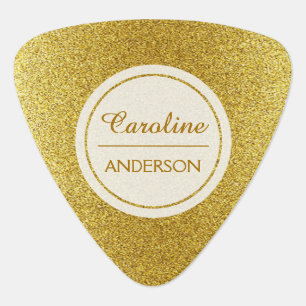 Elegant Gold Glitter with Custom Text Guitar Pick