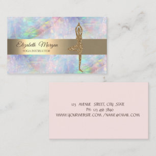 Elegant Gold Glitter Yoga Girl Opal Business Card