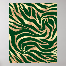 Elegant Gold Glitter Zebra Green Animal Print