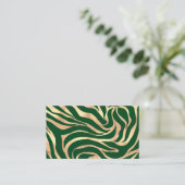 Elegant Gold Glitter Zebra Green Animal Print Business Card (Standing Front)