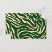 Elegant Gold Glitter Zebra Green Animal Print Business Card (Front/Back)