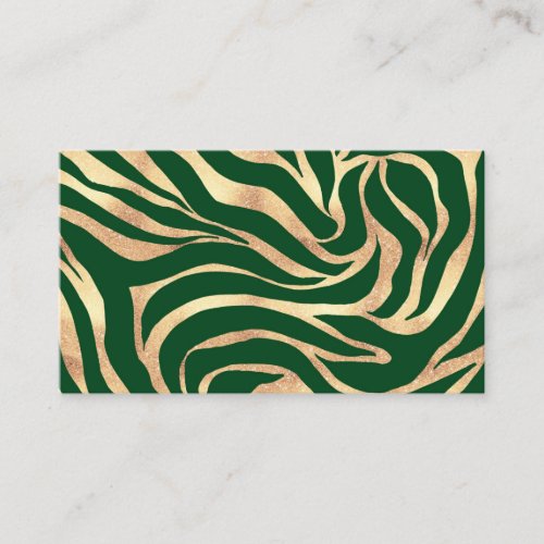 Elegant Gold Glitter Zebra Green Animal Print Business Card