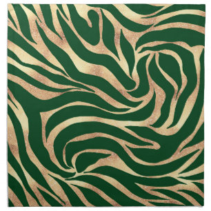 Elegant Gold Glitter Zebra Green Animal Print Cloth Napkin