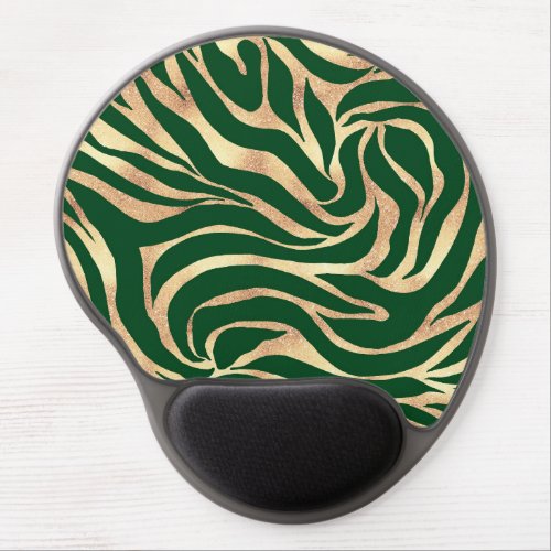 Elegant Gold Glitter Zebra Green Animal Print Gel Mouse Pad