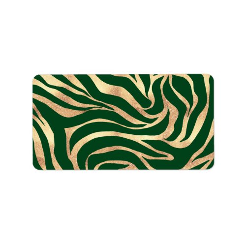 Elegant Gold Glitter Zebra Green Animal Print Label