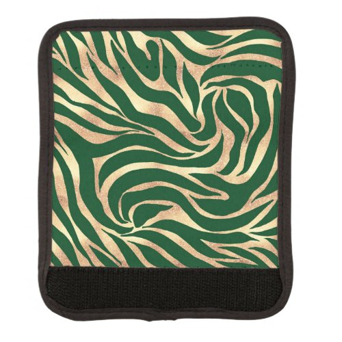 Elegant Gold Glitter Zebra Green Animal Print Luggage Handle Wrap