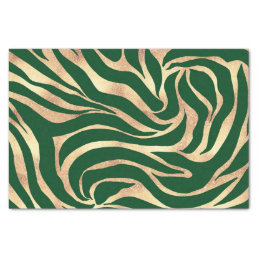 Elegant Gold Glitter Zebra Green Animal Print Tissue Paper