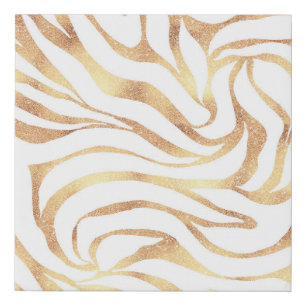 Elegant Gold Glitter Zebra White Animal Print