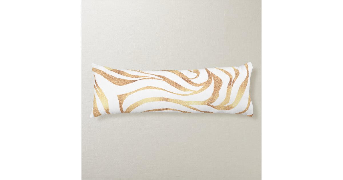 Elegant Gold Glitter Zebra White Animal Print Body Pillow Zazzle