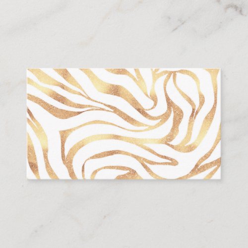Elegant Gold Glitter Zebra White Animal Print Business Card