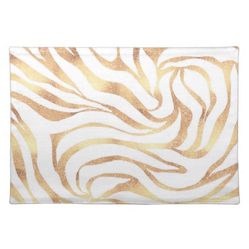 Elegant Gold Glitter Zebra White Animal Print Cloth Placemat