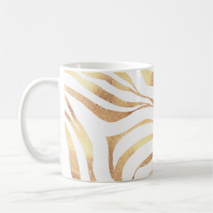 Elegant Gold Glitter Zebra White Animal Print Coffee Mug