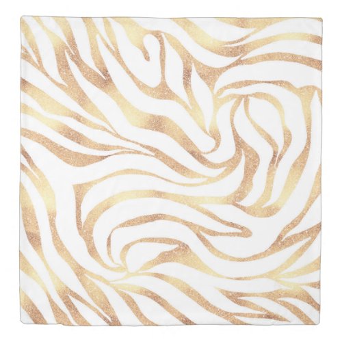 Elegant Gold Glitter Zebra White Animal Print