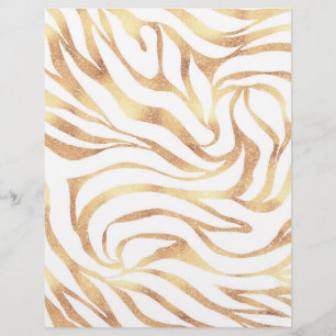 Elegant Gold Glitter Zebra White Animal Print Letterhead