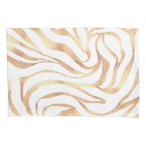 Elegant Gold Glitter Zebra White Animal Print Pillow Case