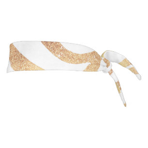 Elegant Gold Glitter Zebra White Animal Print Tie Headband