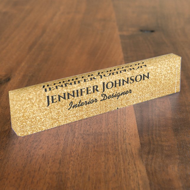 elegant gold glitters luxury personalized desk name plate (Side)