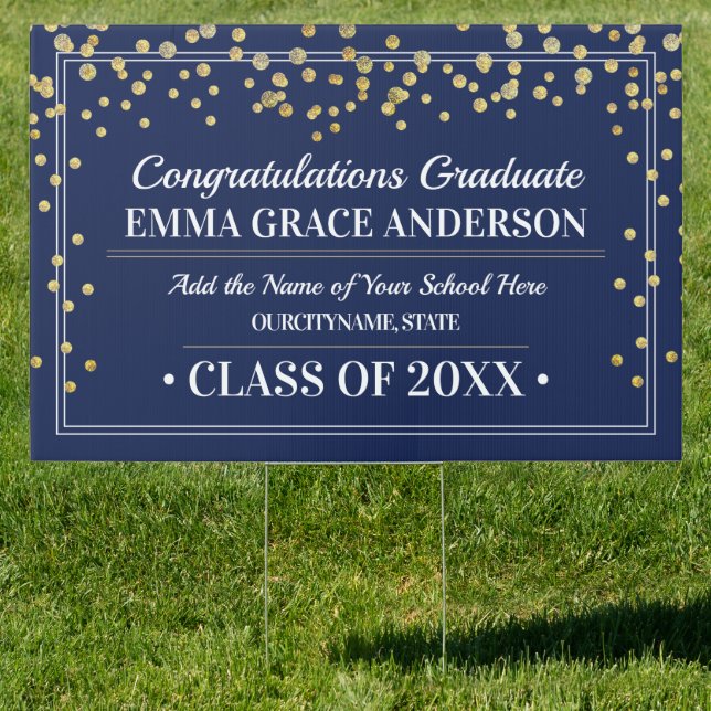 Elegant Gold Glittery Congratulations Graduate Sign (Insitu)