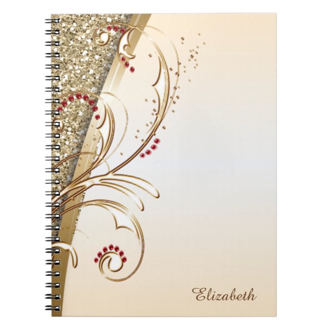 Elegant Gold Glittery -Personalized Notebook (Front)