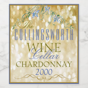 Elegant Gold Glitzy Personalized Wine Bottle Label