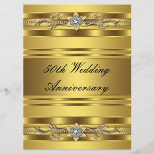 Elegant Gold Golden 50th Wedding Anniversary Invitation