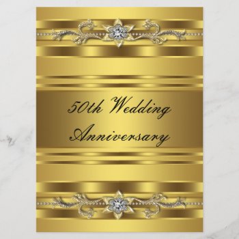 Elegant Gold Golden 50th Wedding Anniversary Invitation by InvitationCentral at Zazzle